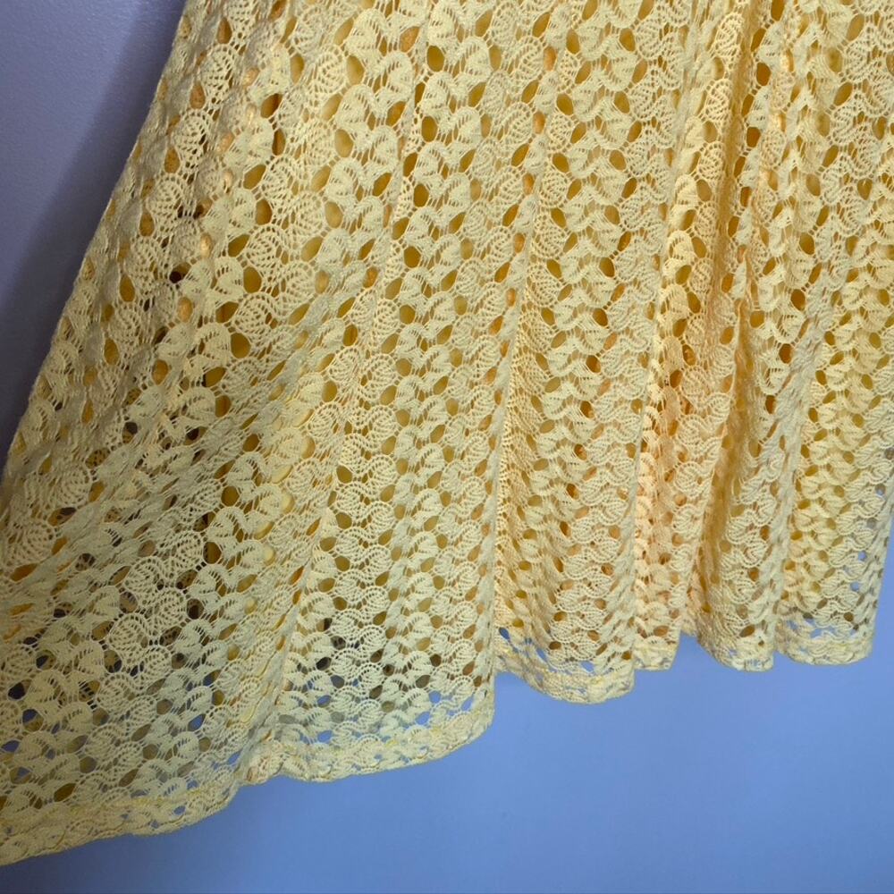 NWT Women's Rabbit Rabbit Rabbit Crochet Knit Sunny Yellow Dress Short Sleeve 8 - Picture 4 of 8